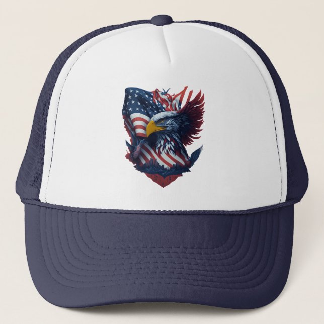 USA Art Eagle Freedom Patriotism Red White Blue Truckerkappe (Vorderseite)