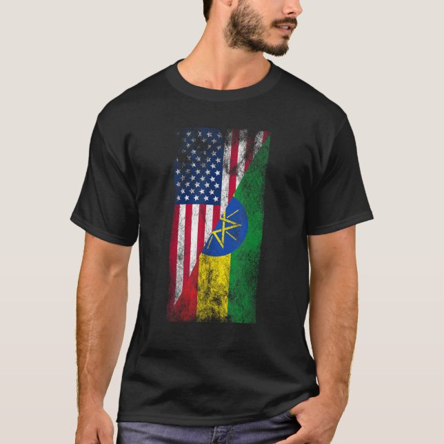 USA Äthiopien Flaggen USA Ethiop T-Shirt (Vorderseite)