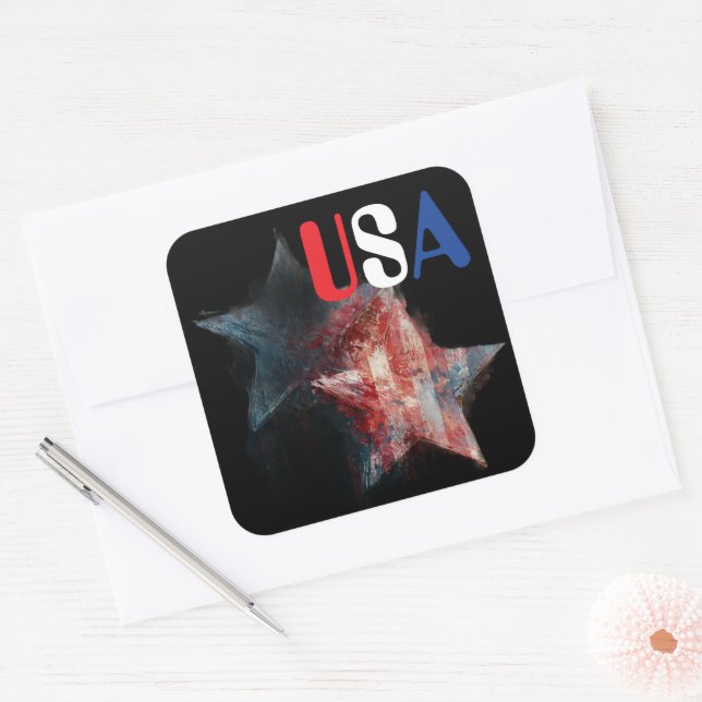 USA-Aufkleber Quadratischer Aufkleber (Umschlag)