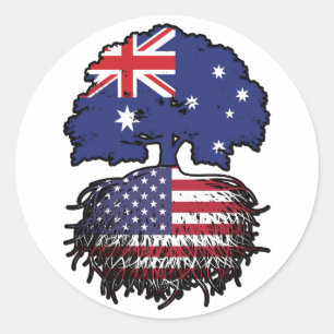 USA - Australisches Treots-Flag Runder Aufkleber