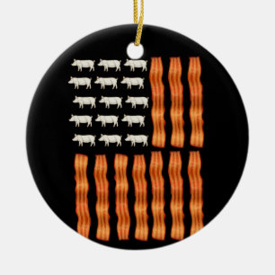 USA Bacon Flag Pig Vintage Keramik Ornament