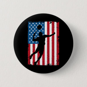 Usa Badminton Flag Vintage Sportflagge Button