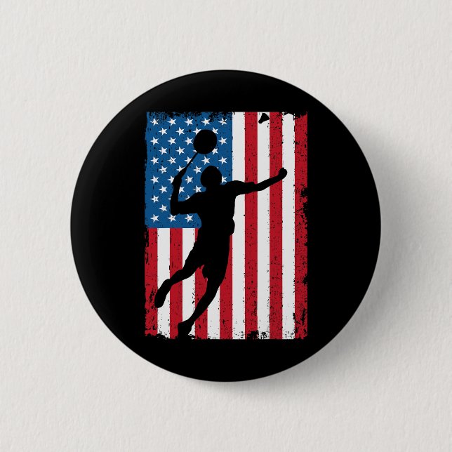 Usa Badminton Flag Vintage Sportflagge Button (Vorderseite)