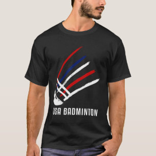 Usa Badminton Shuttle Red White Blue T-Shirt