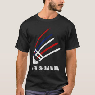 USA Badminton Shuttle Rot Weiß Blau T-Shirt