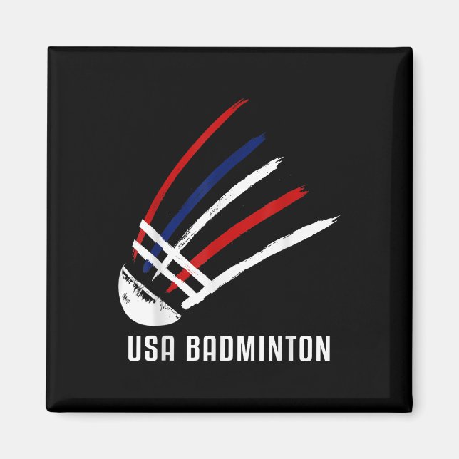 USA Badminton Shuttlecock Rot Weiß Blau  Magnet (Vorne)