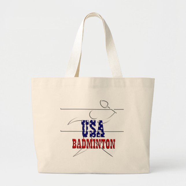 USA Badminton Sports Jumbo Tote Bag Stoffbeutel (Vorne)