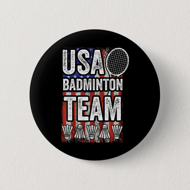 Usa Badminton Team American Flag Funny Badminton F Button (Vorderseite)