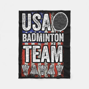 Usa Badminton Team American Flag Funny Badminton F Fleecedecke