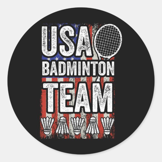 Usa Badminton Team American Flag Funny Badminton F Runder Aufkleber (Vorderseite)