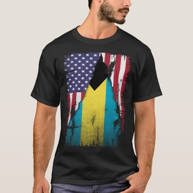USA Bahamas Flag Distressed Bahamian Pride T-Shirt (Vorderseite)