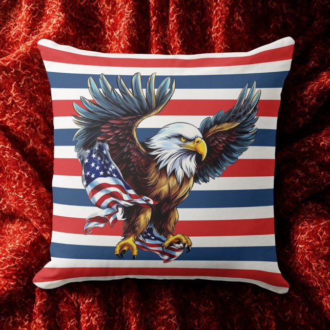USA Bald Eagle Red White Streifen 4. Juli Kissen (Von Creator hochgeladen)
