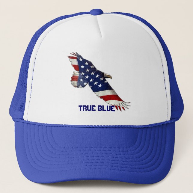 USA Bald Eagle & US Flag True Blue Cap Truckerkappe (Vorderseite)