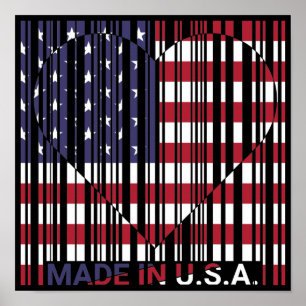 USA Barcode Liebe Flag Poster