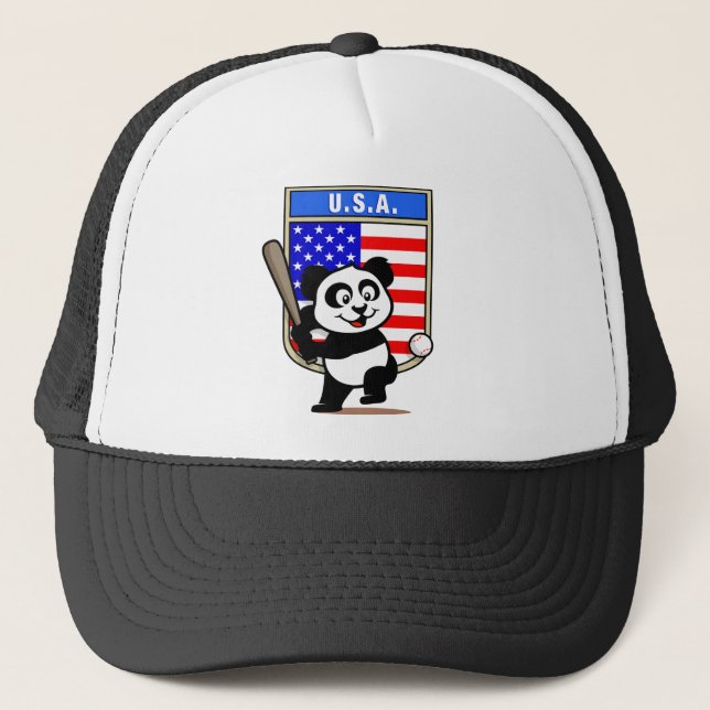 USA Baseball Panda Truckerkappe (Vorderseite)