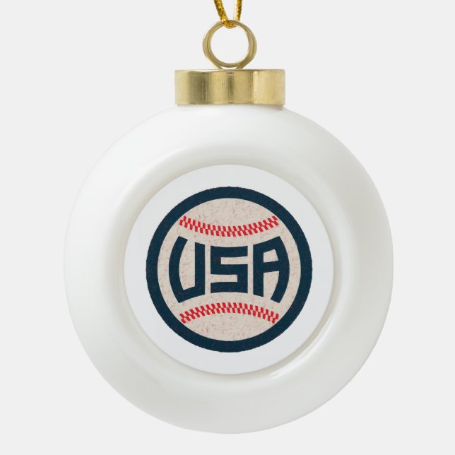 USA Baseball Team Keramik Kugel-Ornament (Vorderseite)