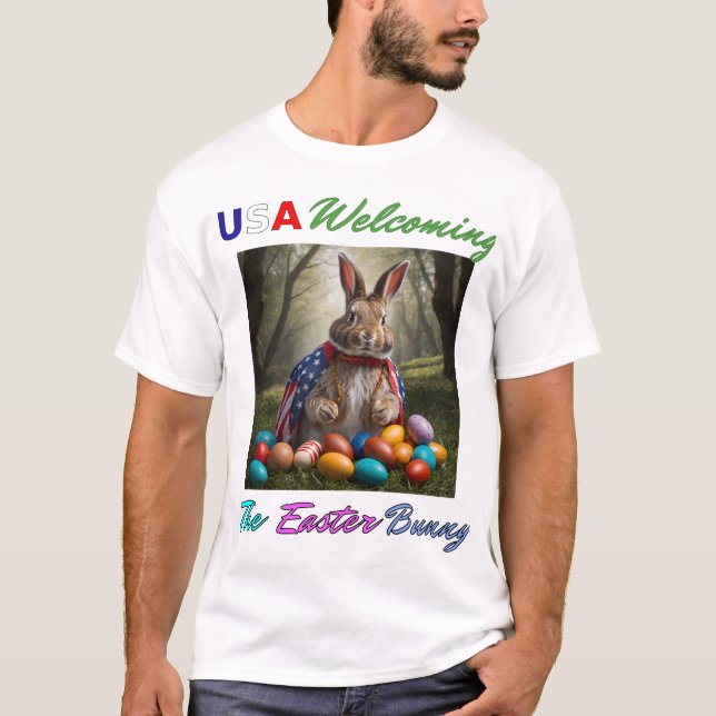 USA begrüßen Osterhase T-Shirt (Vorderseite)