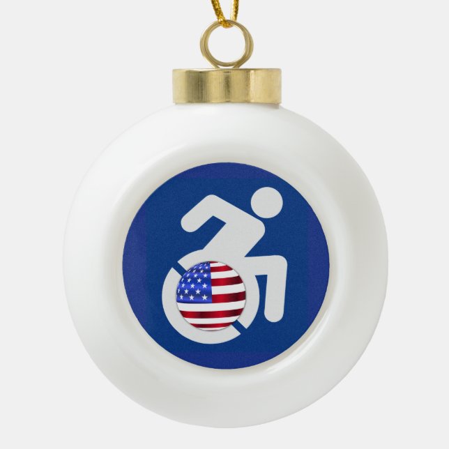 USA behindert Keramik Kugel-Ornament (Vorderseite)