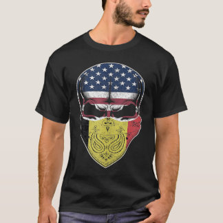 USA Belgien Roots Belgische Flagge Skull Tan T-Shirt