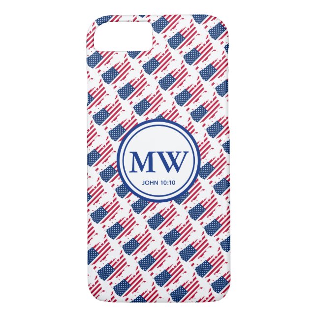 USA-benutzerdefinierte Monogrammschrift Case-Mate iPhone Hülle (Rückseite)