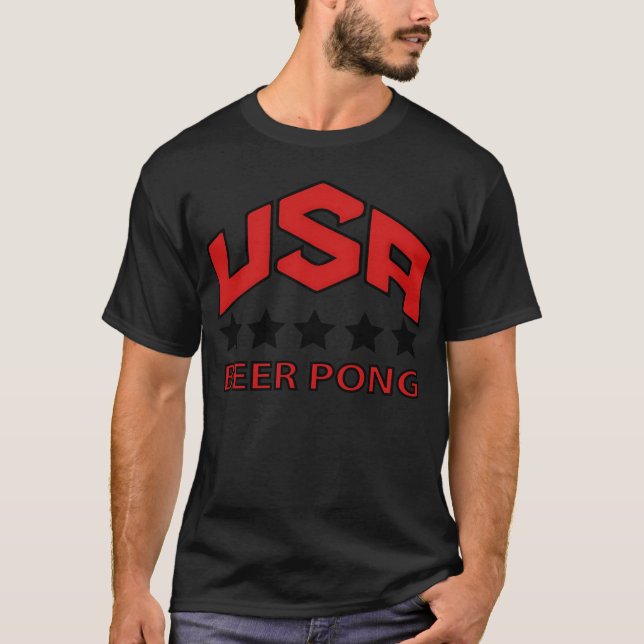 USA Bier Pongeam lustig T-Shirt (Vorderseite)