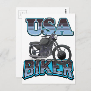 USA Biker Logo Postkarte