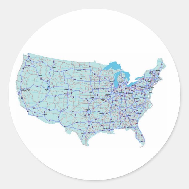 USA Blue Map Sticker (Vorderseite)