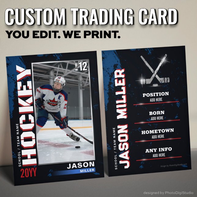 USA Blue Red Hockey Trading Card Hockey Geschenke Telefonnummerkarte (USA Blue Red Hockey Trading Card Hockey Gifts)