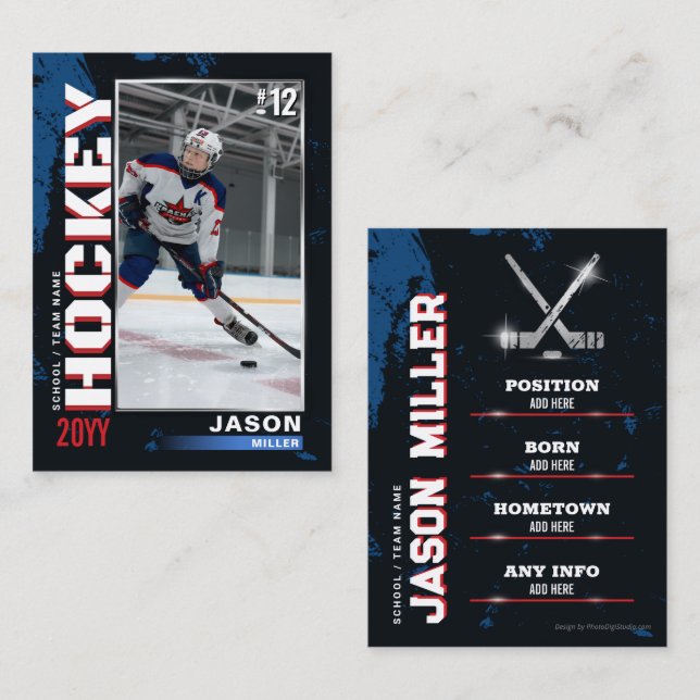 USA Blue Red Hockey Trading Card Hockey Geschenke Telefonnummerkarte (Vorne/Hinten)