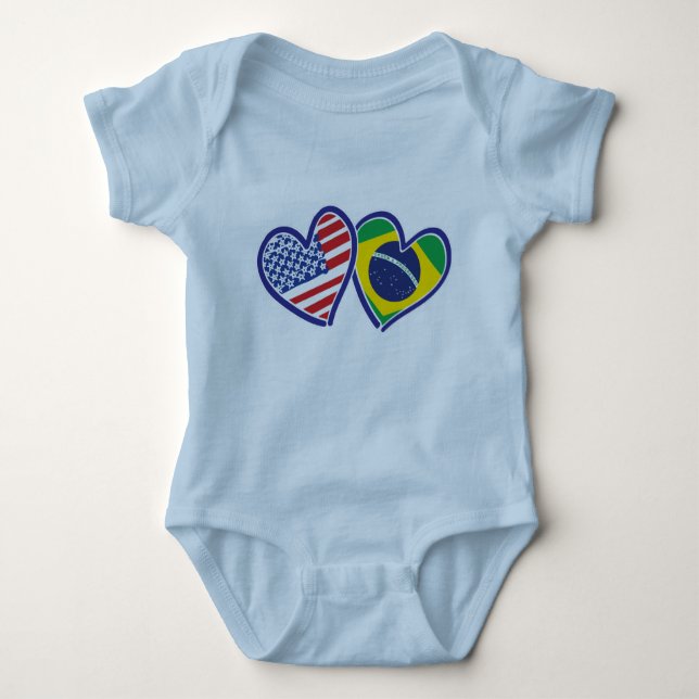USA Brasilien Liebe Hearts Baby Strampler (Vorderseite)