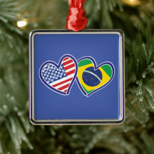 USA Brasilien Liebe Hearts Ornament Aus Metall
