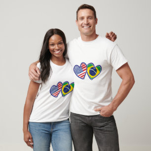 USA Brasilien Liebe Hearts T-Shirt