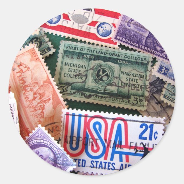 USA Briefmarke Collage Stickers (Vorderseite)