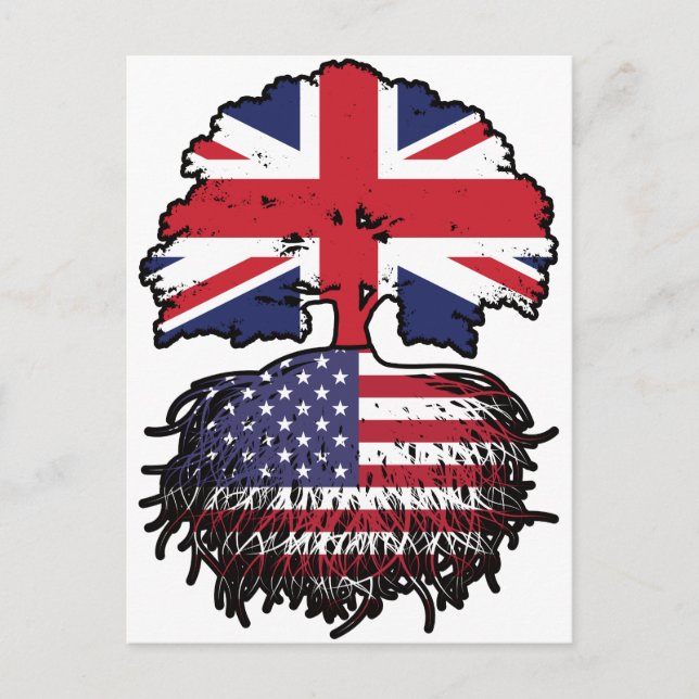 USA - British UK Treots Flag Postkarte (Vorderseite)