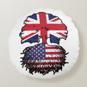 USA - British UK Treots Flag Rundes Kissen