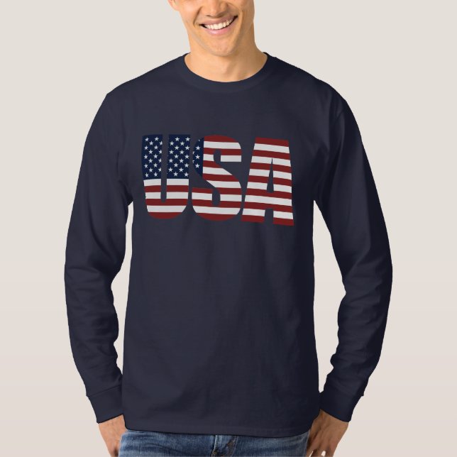 USA-Buchstaben stellen die amerikanische Flagge T-Shirt (Vorderseite)