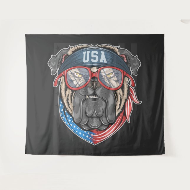 USA Bulldog Wandteppich (Vorderseite (Horizontal))