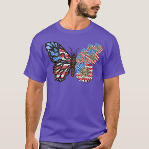 USA Butterfly Sonnenblume Leopard 4. Juli Amerika T-Shirt