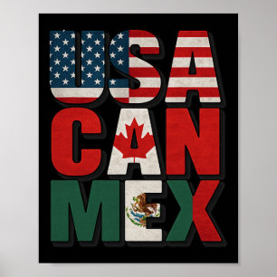 Usa Can Mex Flag Fußball Nordamerika Fußball Fan Poster