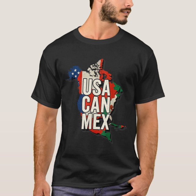 Usa Can Mex Soccer North America Football Fan  T-Shirt (Vorderseite)