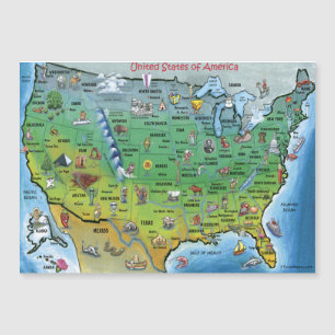 USA Cartoon Map Magnetkarte