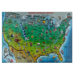 USA Cartoon Map Schneidebrett