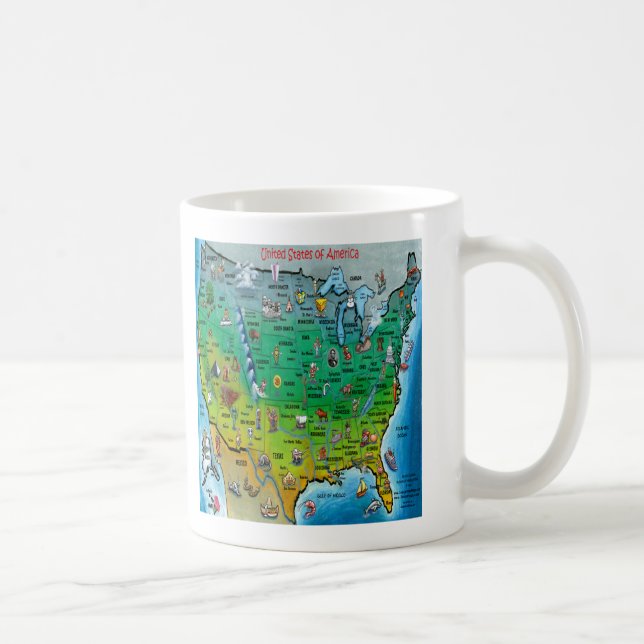 USA Cartoon Map Tasse (Rechts)