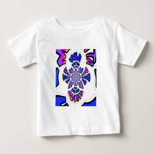 USA Celebration: Lieblicher Spaß Text Dynamic Art Baby T-shirt (Vorderseite)