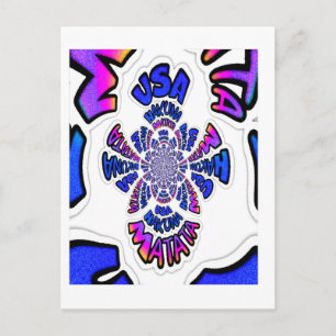 USA Celebration: Lieblicher Spaß Text Dynamic Art Postkarte