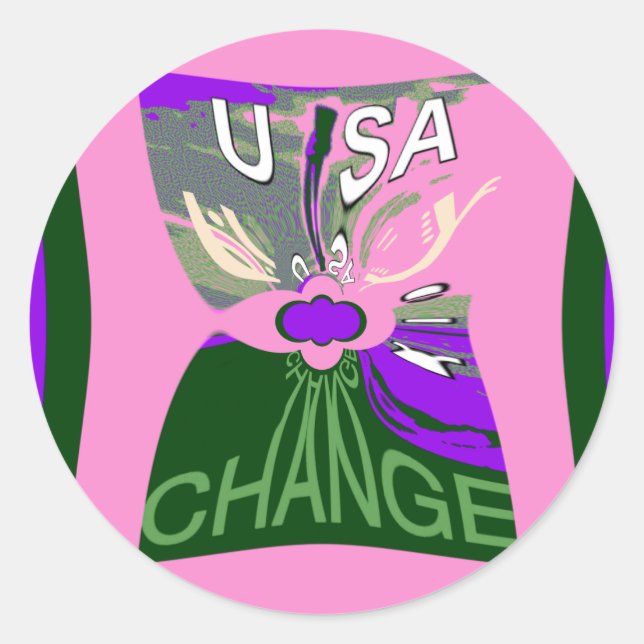 USA Change Art Print Runder Aufkleber (Vorderseite)