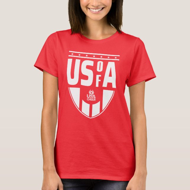 USA Cheer Red US A Fan T-Shirt (Vorderseite)