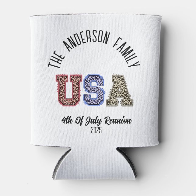 USA Cheetah Print Personalisiert Wiedersehen Name Dosenkühler (Vorderseite)