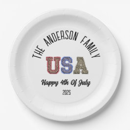 USA Cheetah Print Personalisiert Wiedersehen Name Pappteller