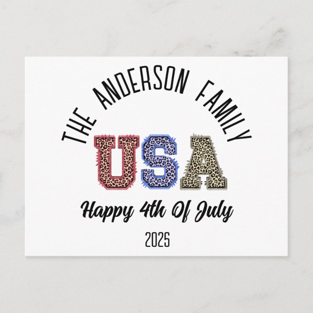 USA Cheetah Print Personalisiert Wiedersehen Name Postkarte (Vorderseite)